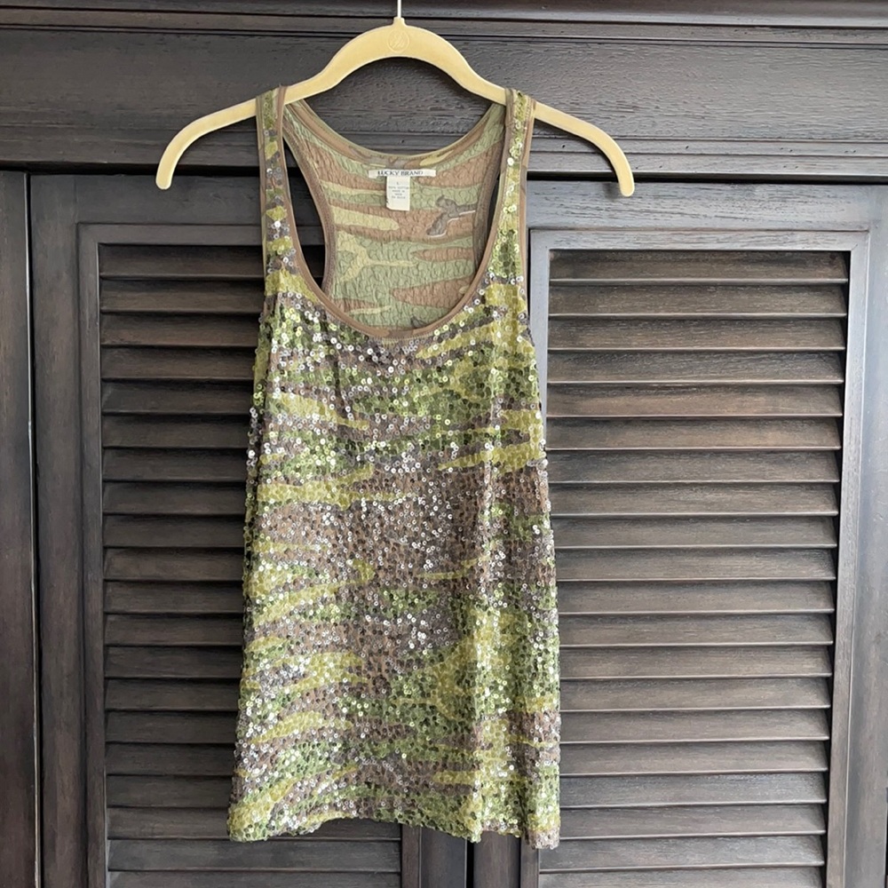 Camo sequined Racer back top
